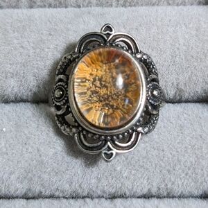 Vintage Silver and Brown Statement Ring